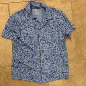 Tommy Bahama Light Blue Short-Sleeve Leaf-Print Button Down
